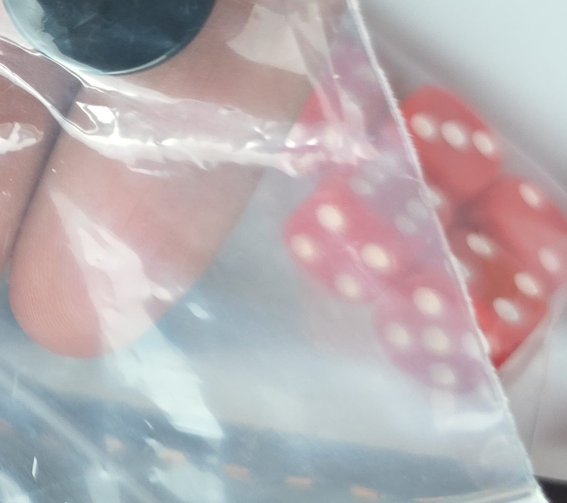 Prototype photo of the red standard dice