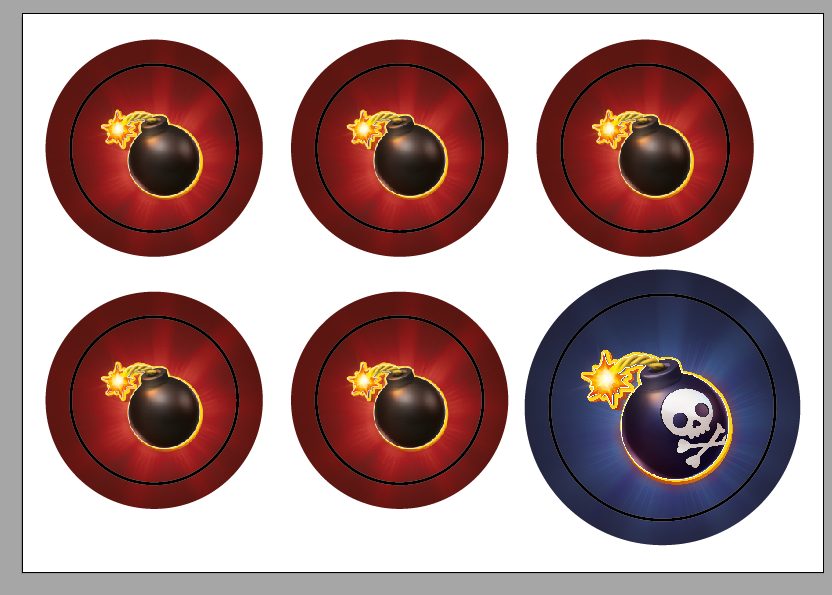 Bomb token and bomb markers